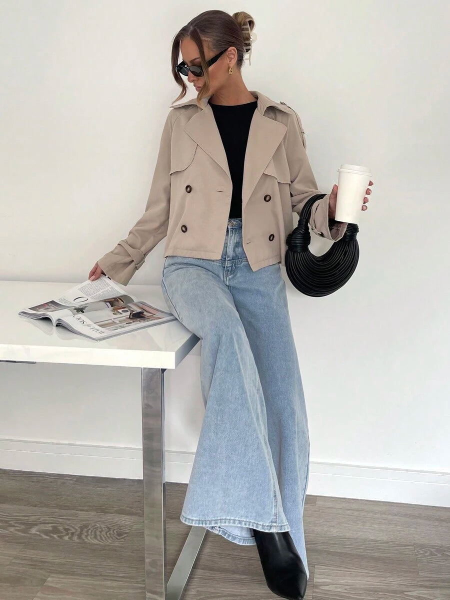 Women's casual double-breasted trench coat