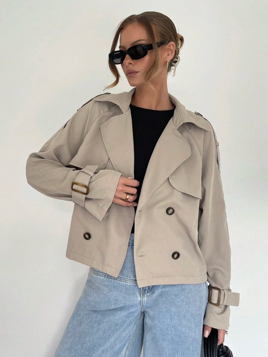 Women's casual double-breasted trench coat