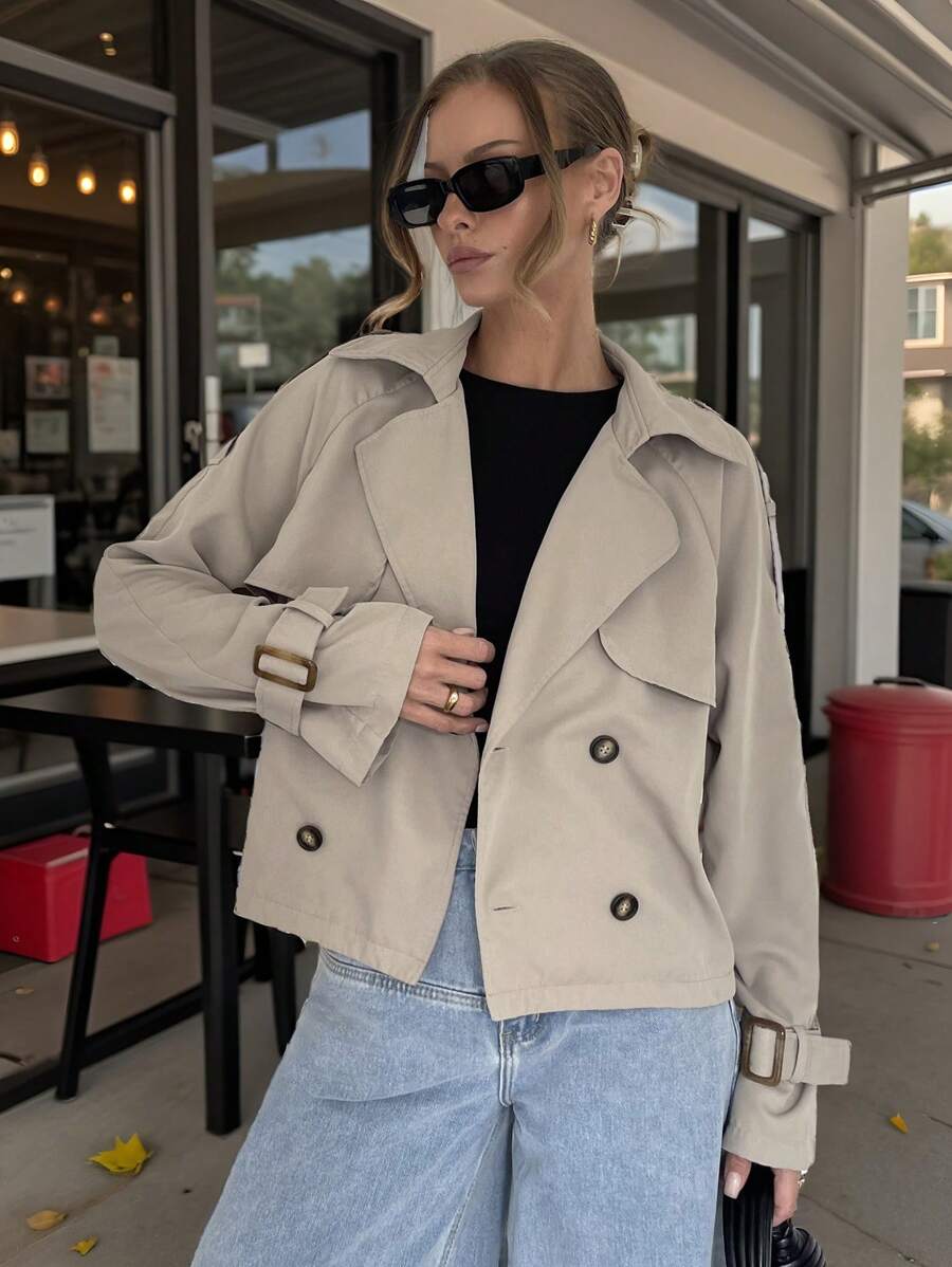 Women's casual double-breasted trench coat