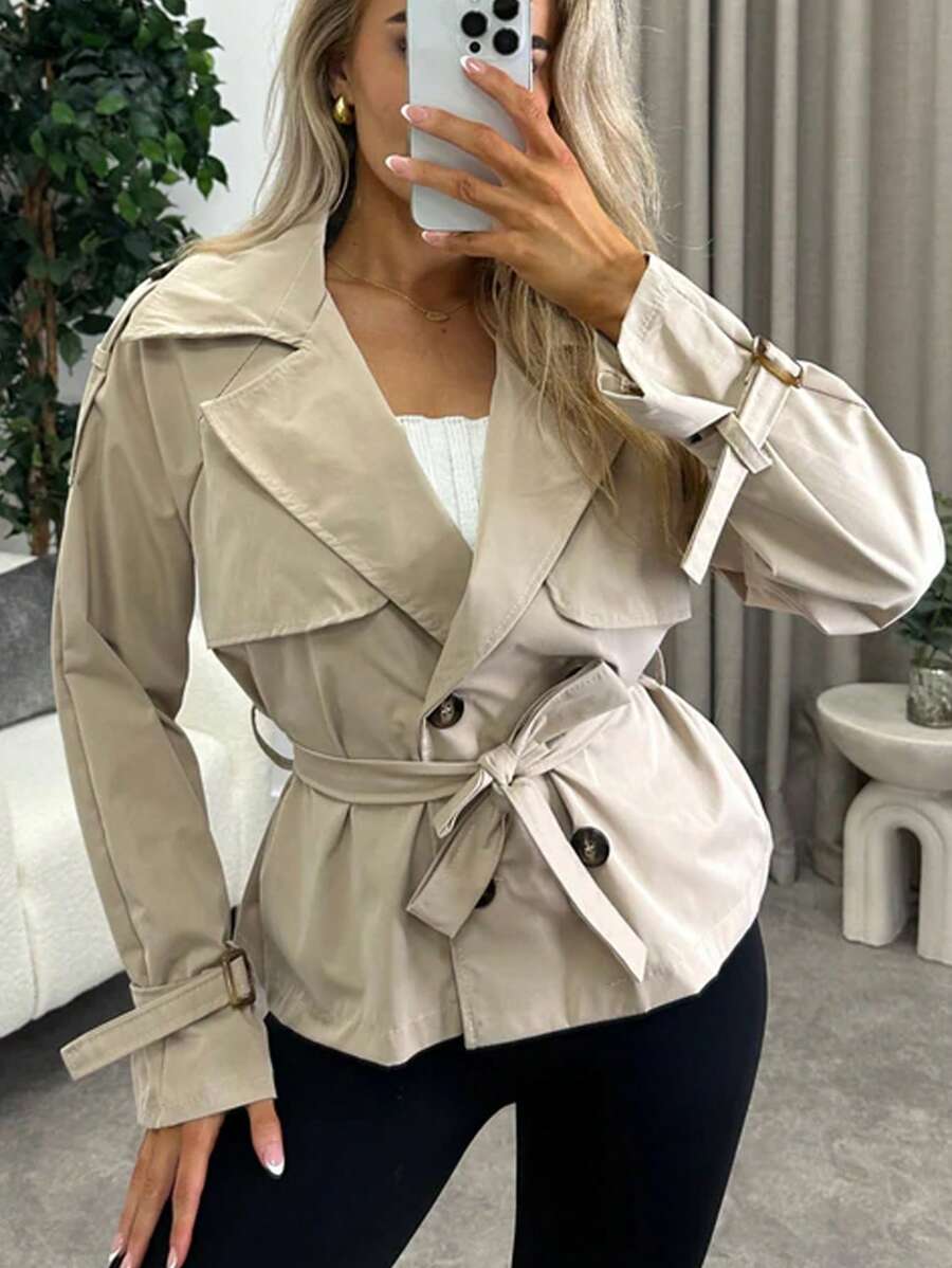 Women's casual double-breasted trench coat