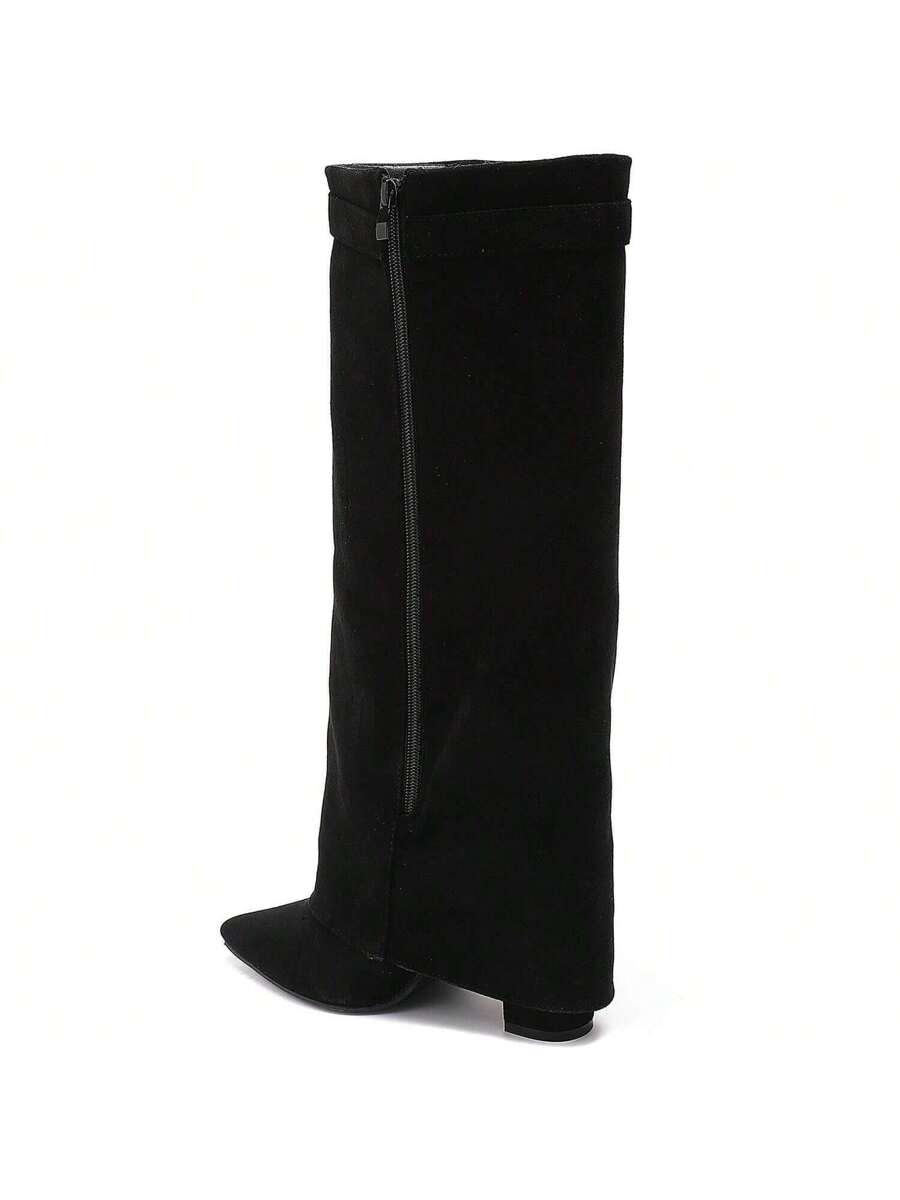 Elegant High Boots - Block Heel Made of Leather