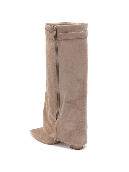 Elegant High Boots - Block Heel Made of Leather