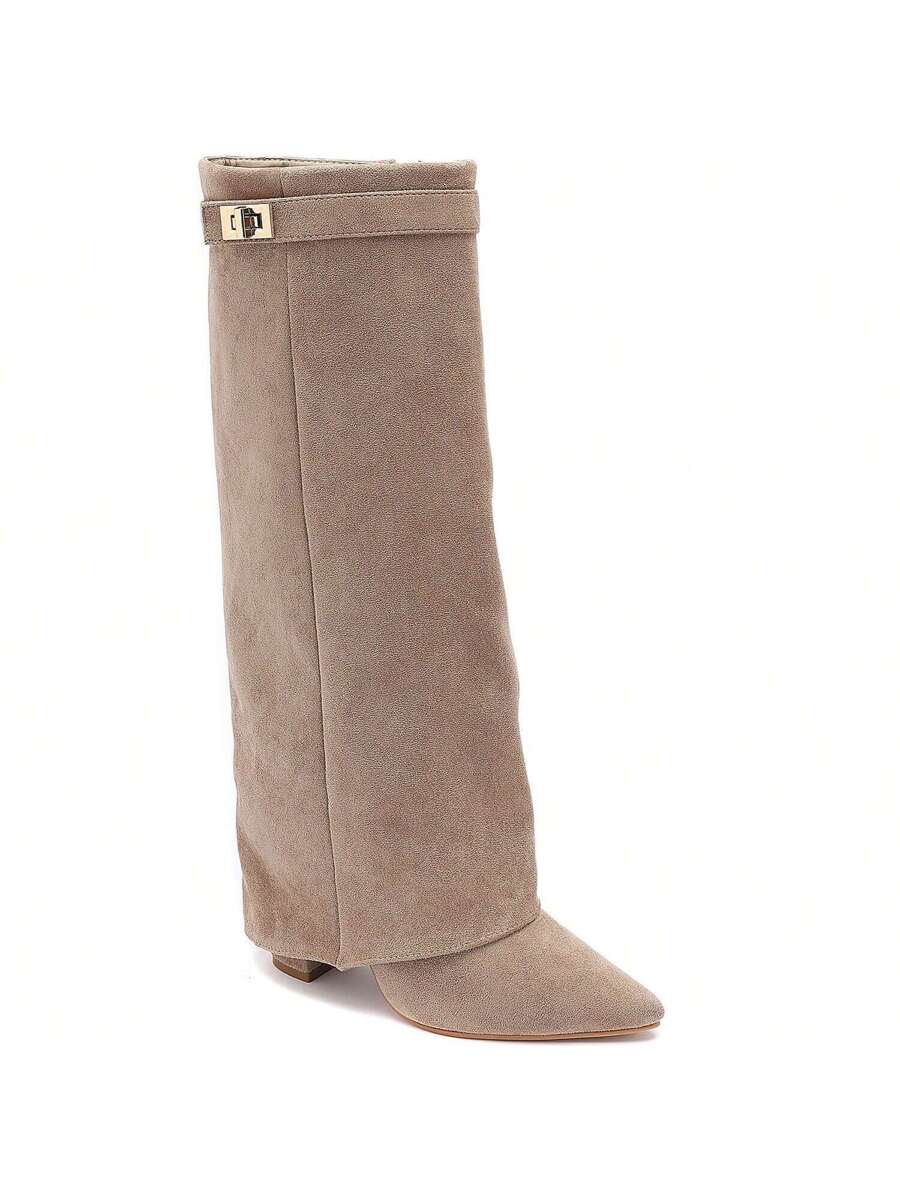 Elegant High Boots - Block Heel Made of Leather