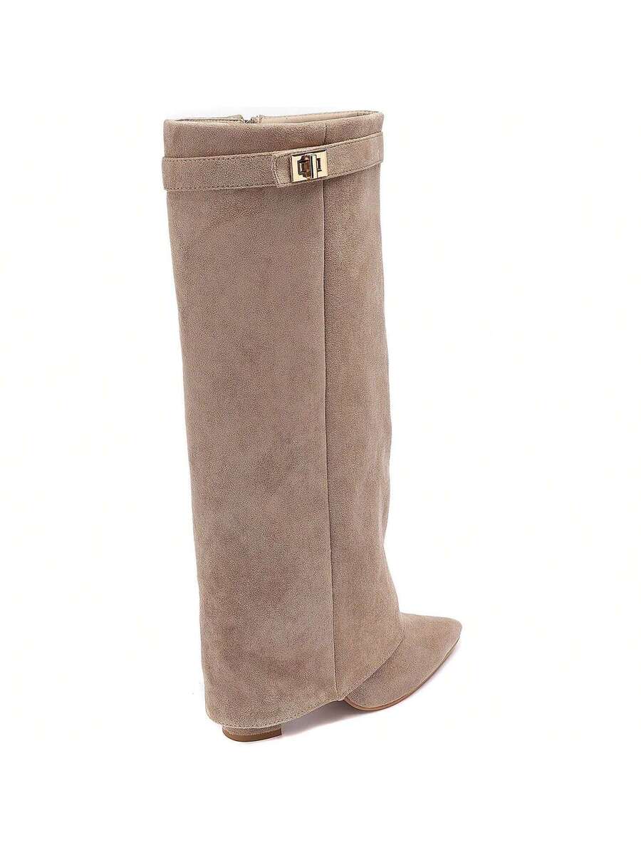 Elegant High Boots - Block Heel Made of Leather