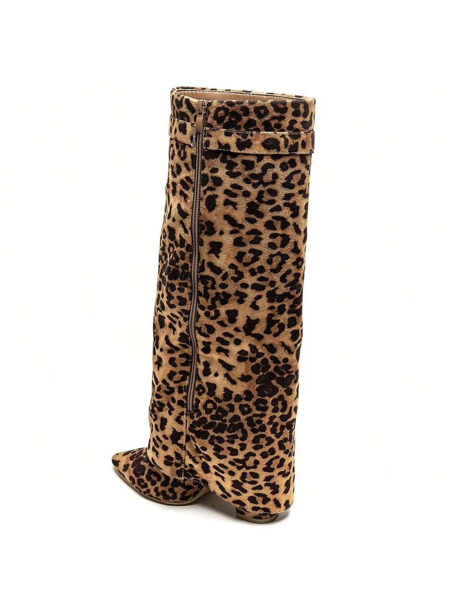 Elegant High Boots - Block Heel Made of Leather