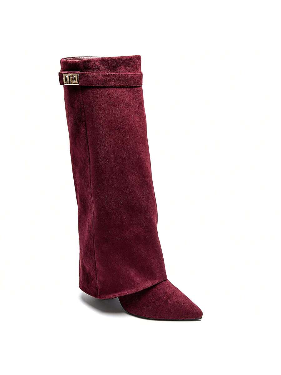 Elegant High Boots - Block Heel Made of Leather