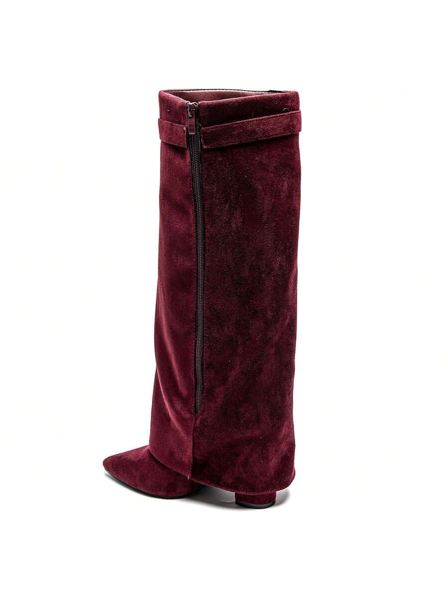 Elegant High Boots - Block Heel Made of Leather