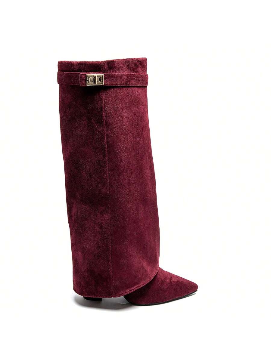 Elegant High Boots - Block Heel Made of Leather