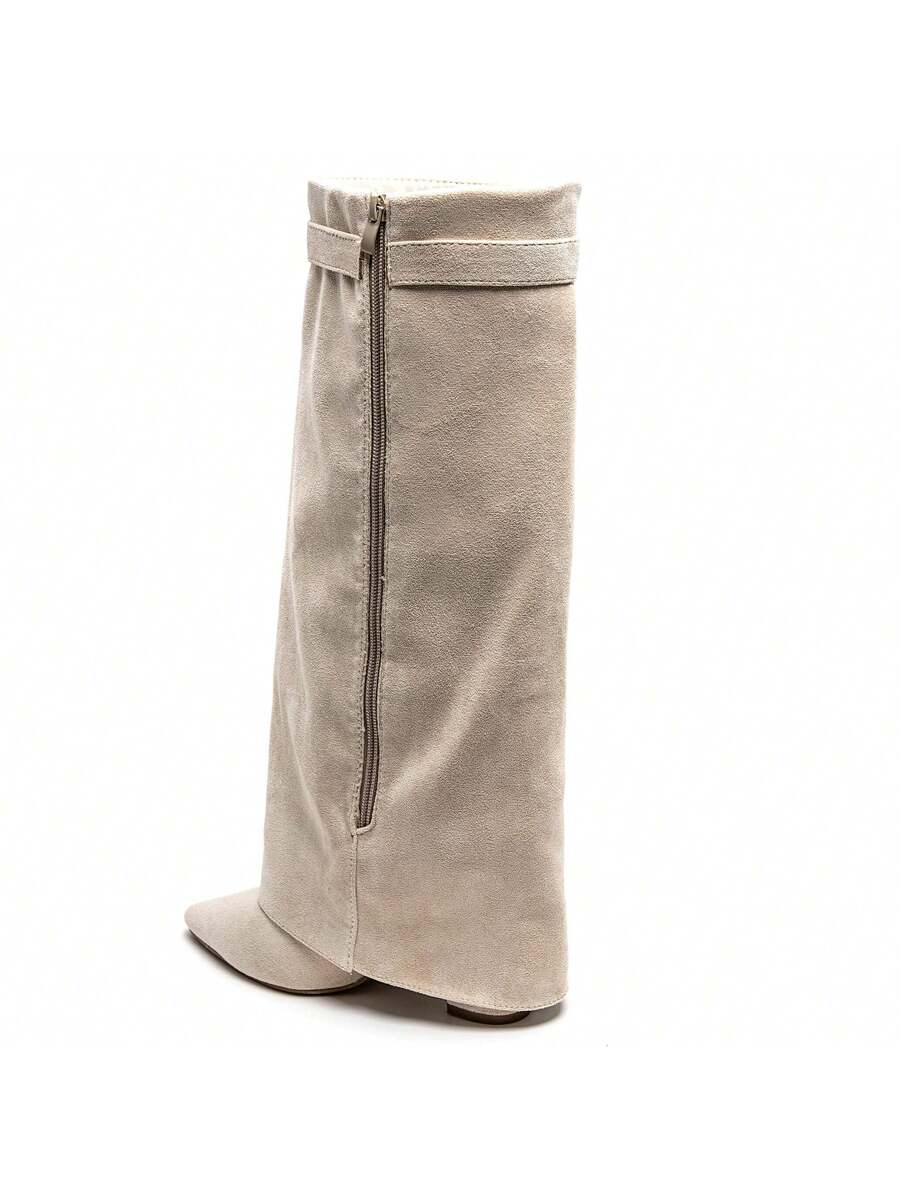 Elegant High Boots - Block Heel Made of Leather