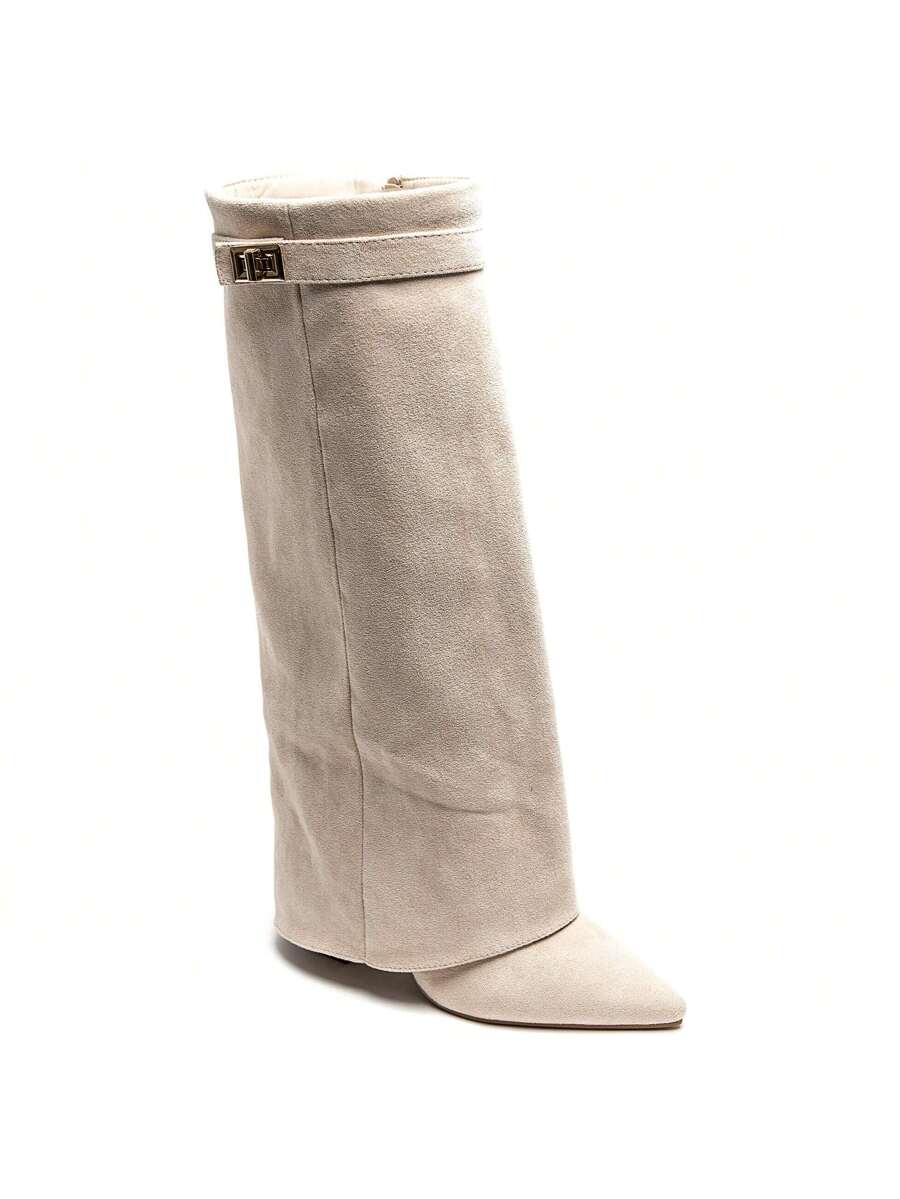 Elegant High Boots - Block Heel Made of Leather