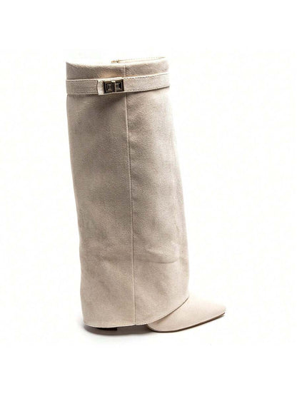 Elegant High Boots - Block Heel Made of Leather