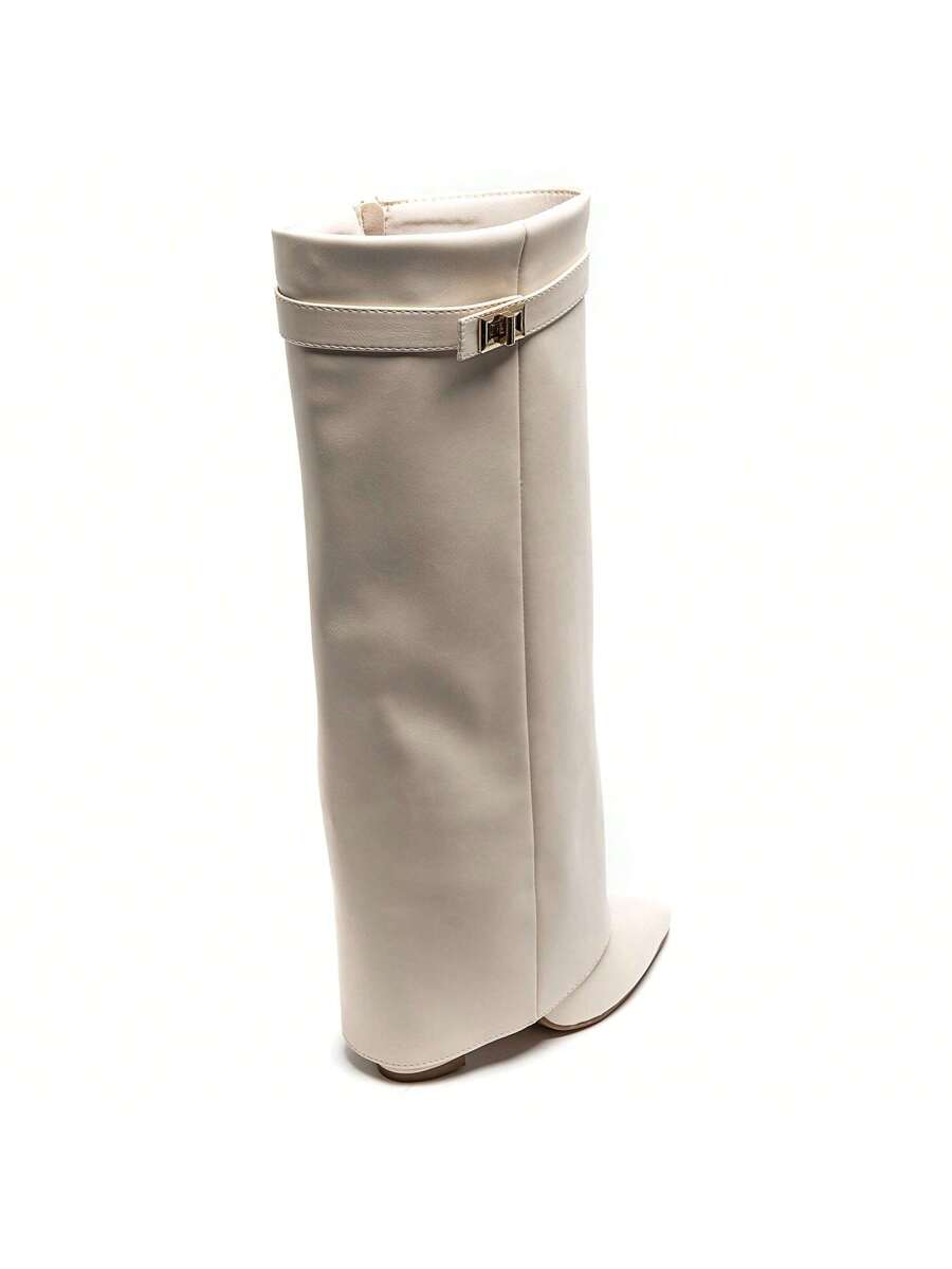 Elegant High Boots - Block Heel Made of Leather