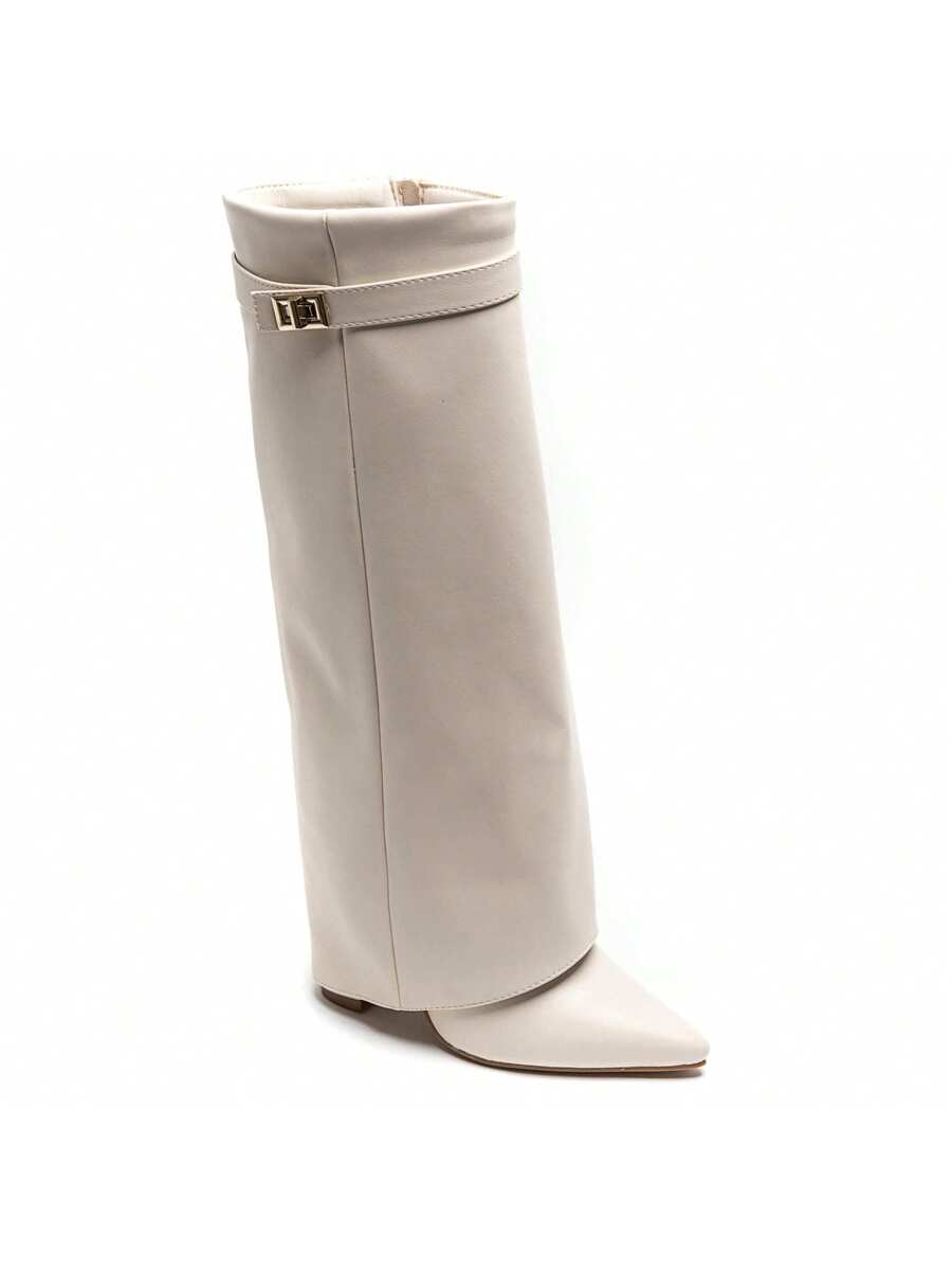 Elegant High Boots - Block Heel Made of Leather