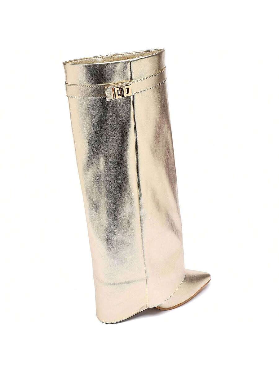 Elegant High Boots - Block Heel Made of Leather