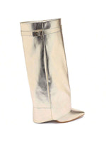 Elegant High Boots - Block Heel Made of Leather