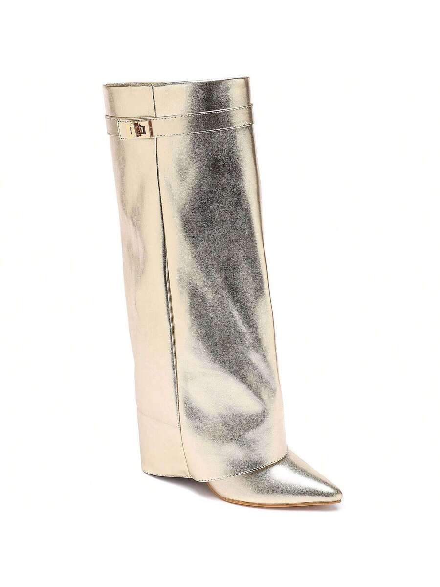 Elegant High Boots - Block Heel Made of Leather