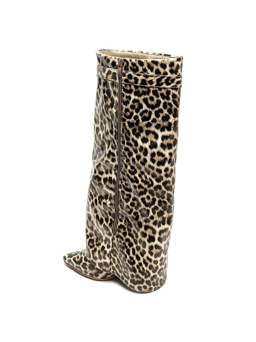 Elegant High Boots - Block Heel Made of Leather