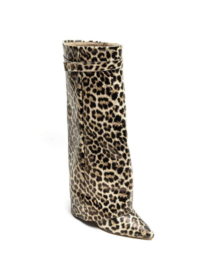 Elegant High Boots - Block Heel Made of Leather