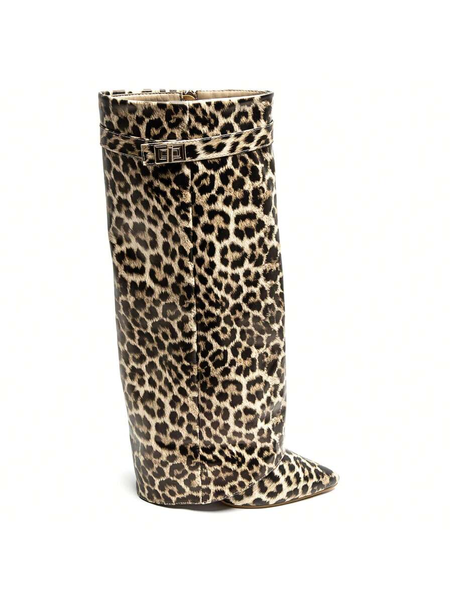 Elegant High Boots - Block Heel Made of Leather