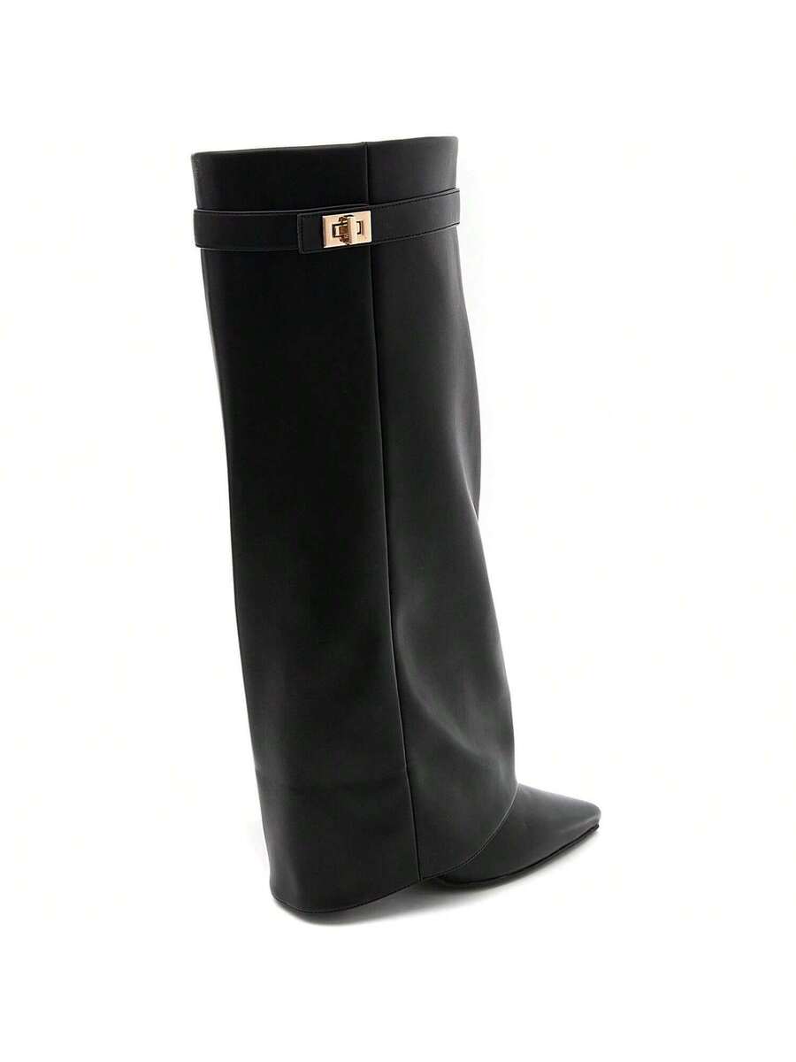 Elegant High Boots - Block Heel Made of Leather