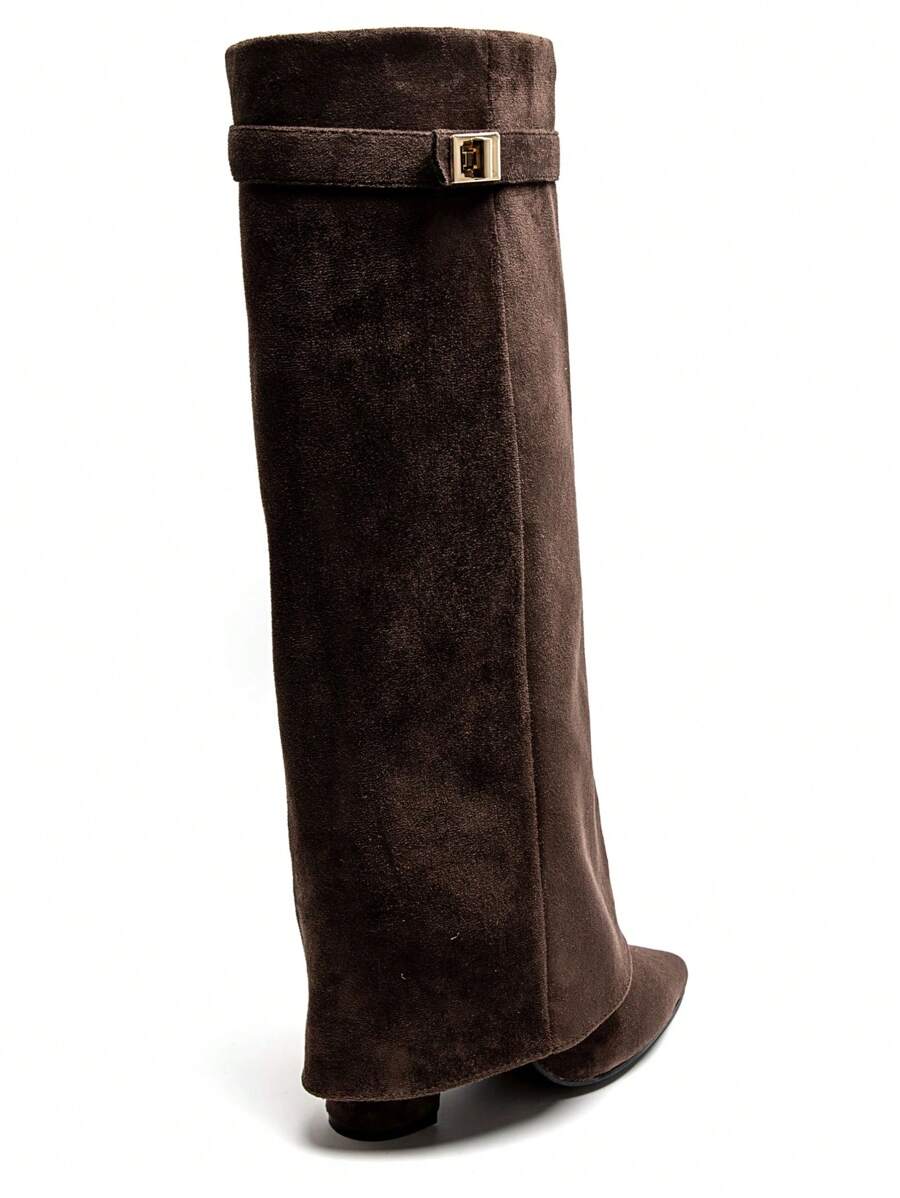 Elegant High Boots - Block Heel Made of Leather