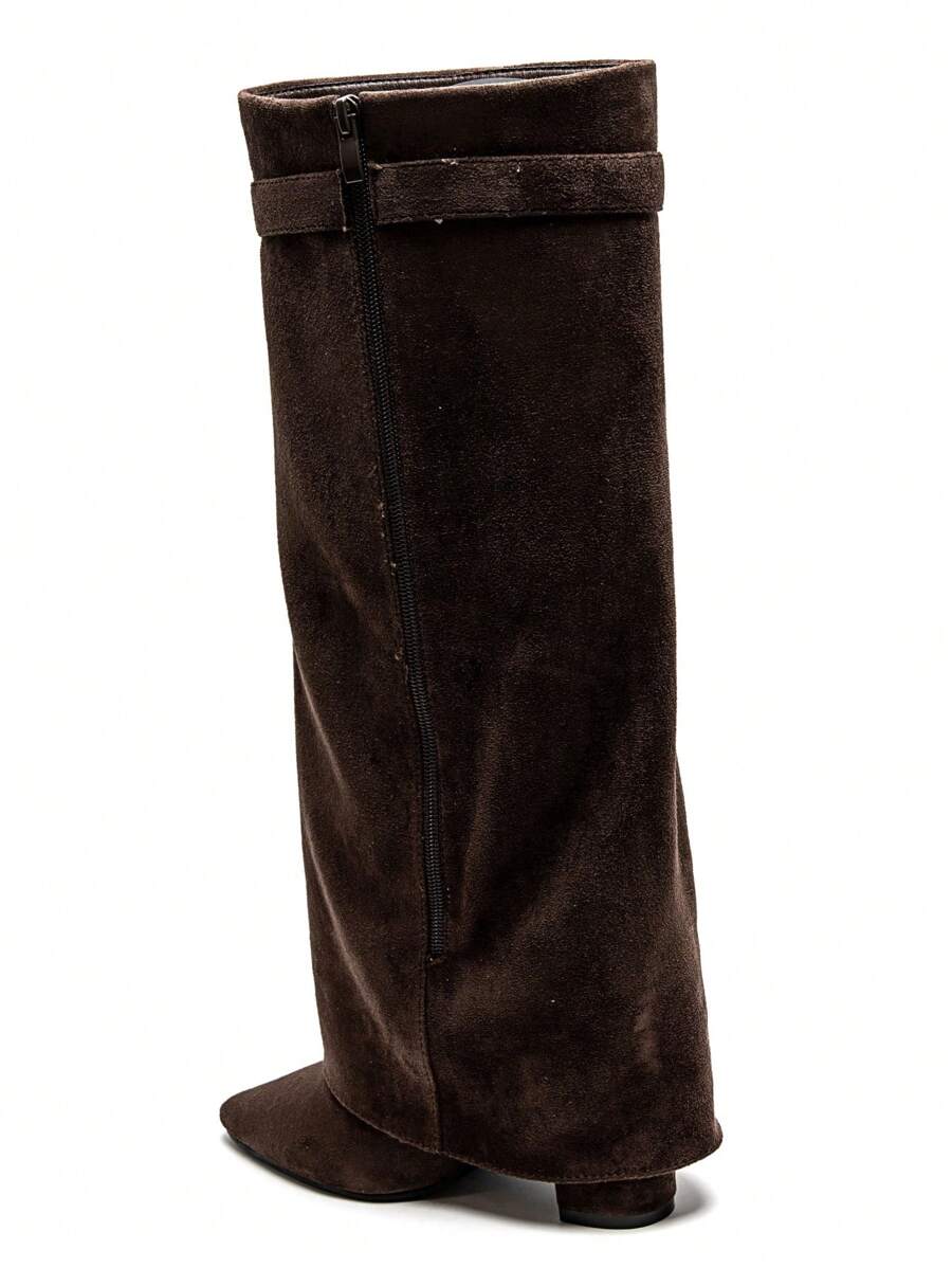 Elegant High Boots - Block Heel Made of Leather