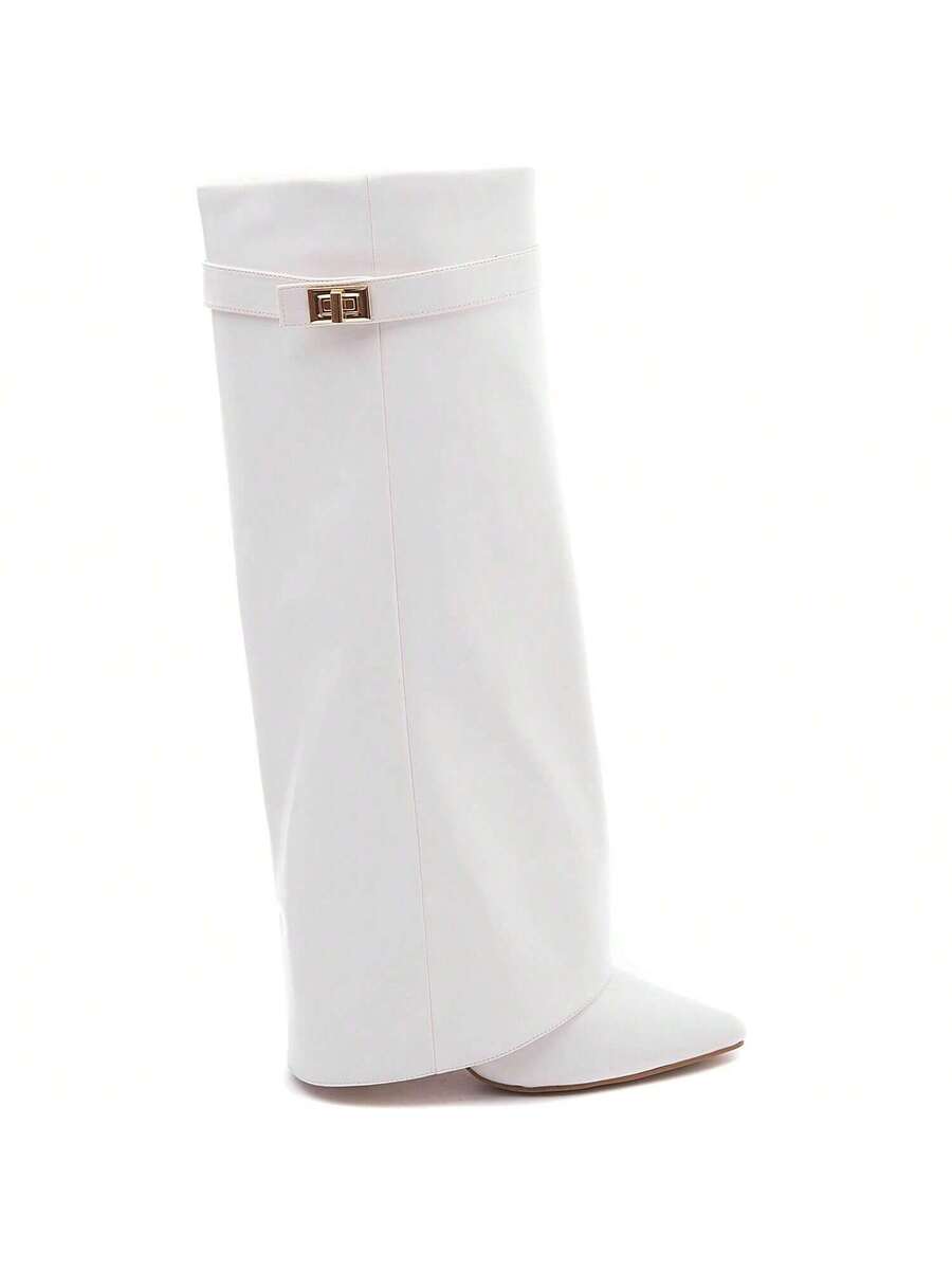 Elegant High Boots - Block Heel Made of Leather