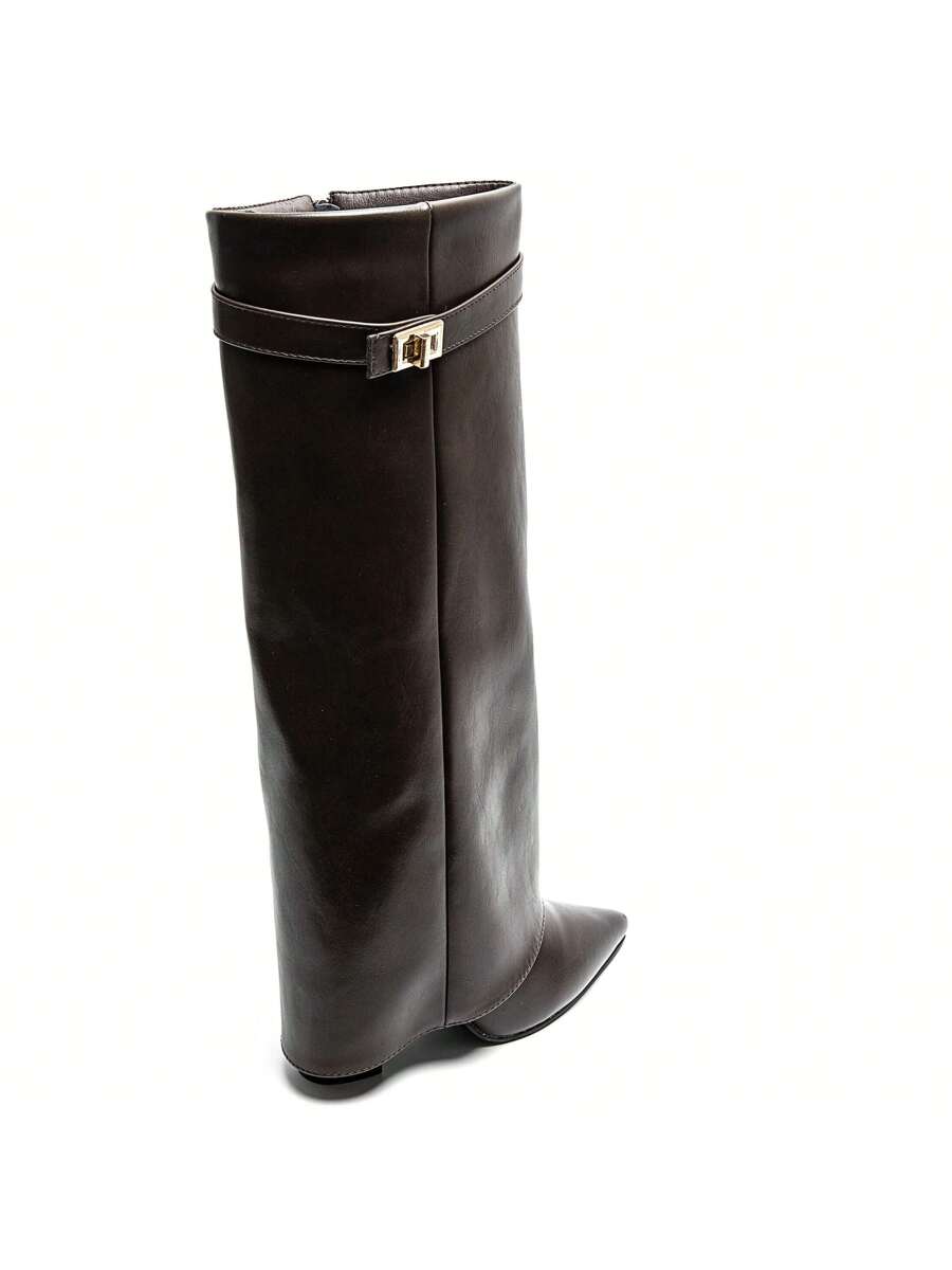 Elegant High Boots - Block Heel Made of Leather