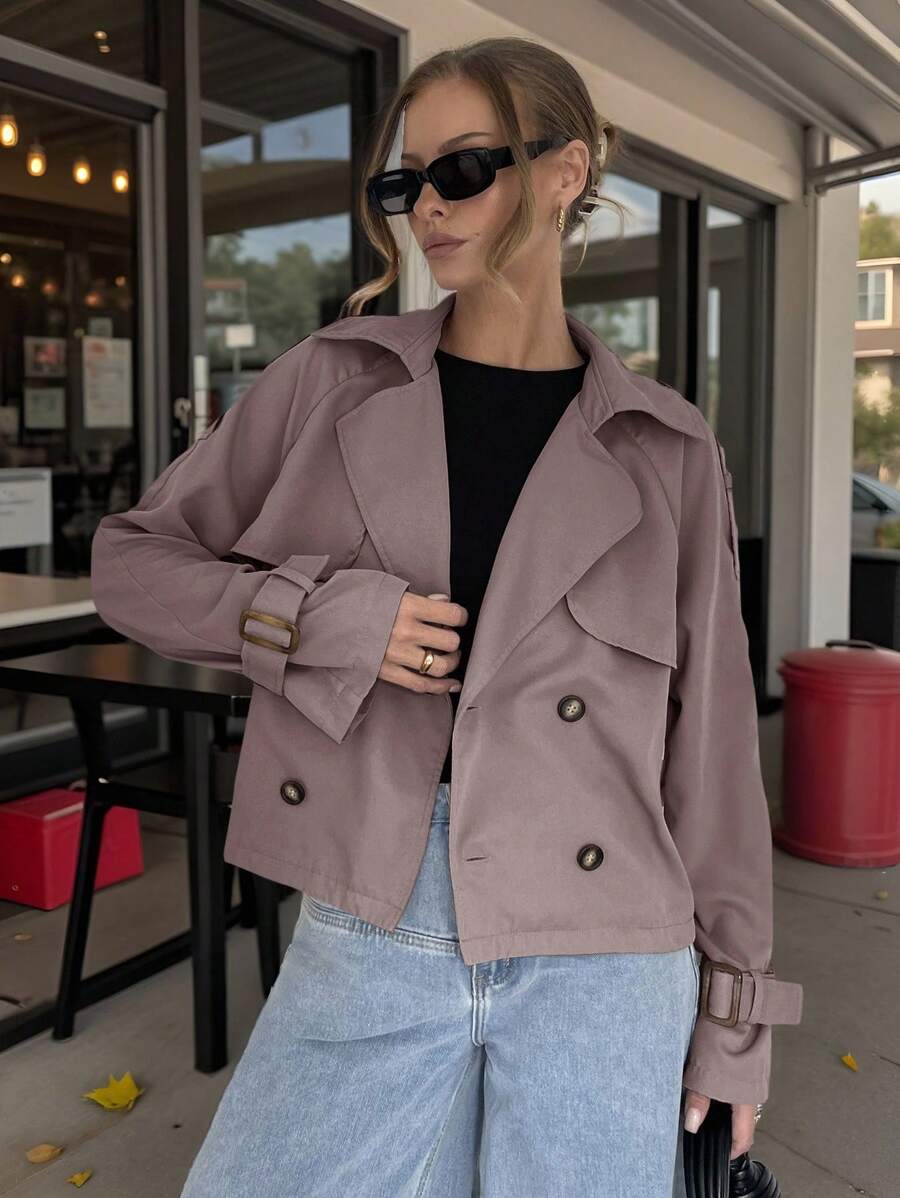 Women's casual double-breasted trench coat