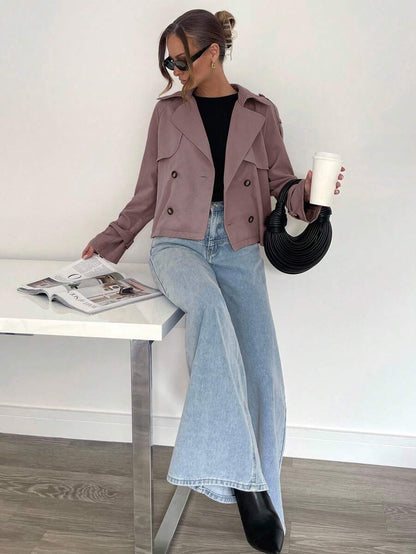 Women's casual double-breasted trench coat