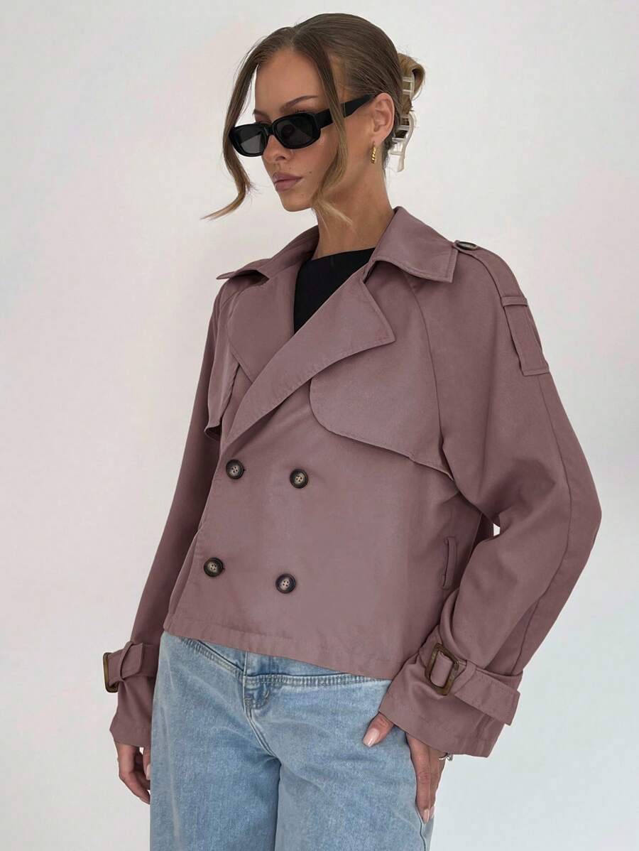 Women's casual double-breasted trench coat