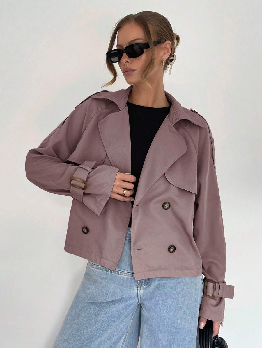Women's casual double-breasted trench coat