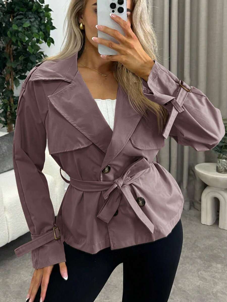 Women's casual double-breasted trench coat