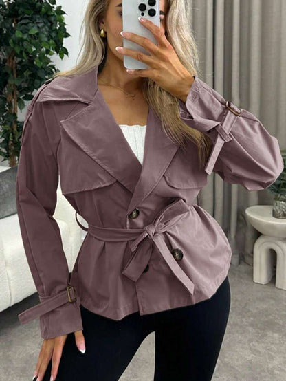 Women's casual double-breasted trench coat