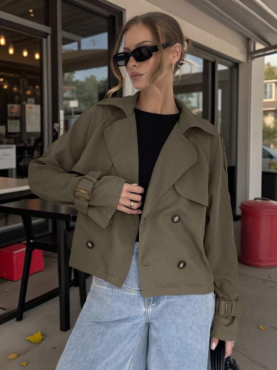 Women's casual double-breasted trench coat