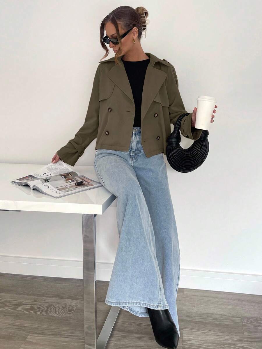 Women's casual double-breasted trench coat