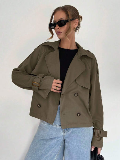 Women's casual double-breasted trench coat