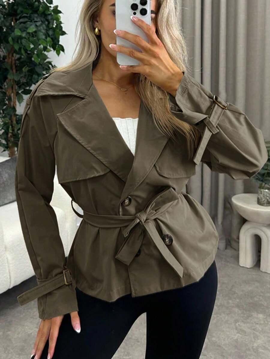 Women's casual double-breasted trench coat