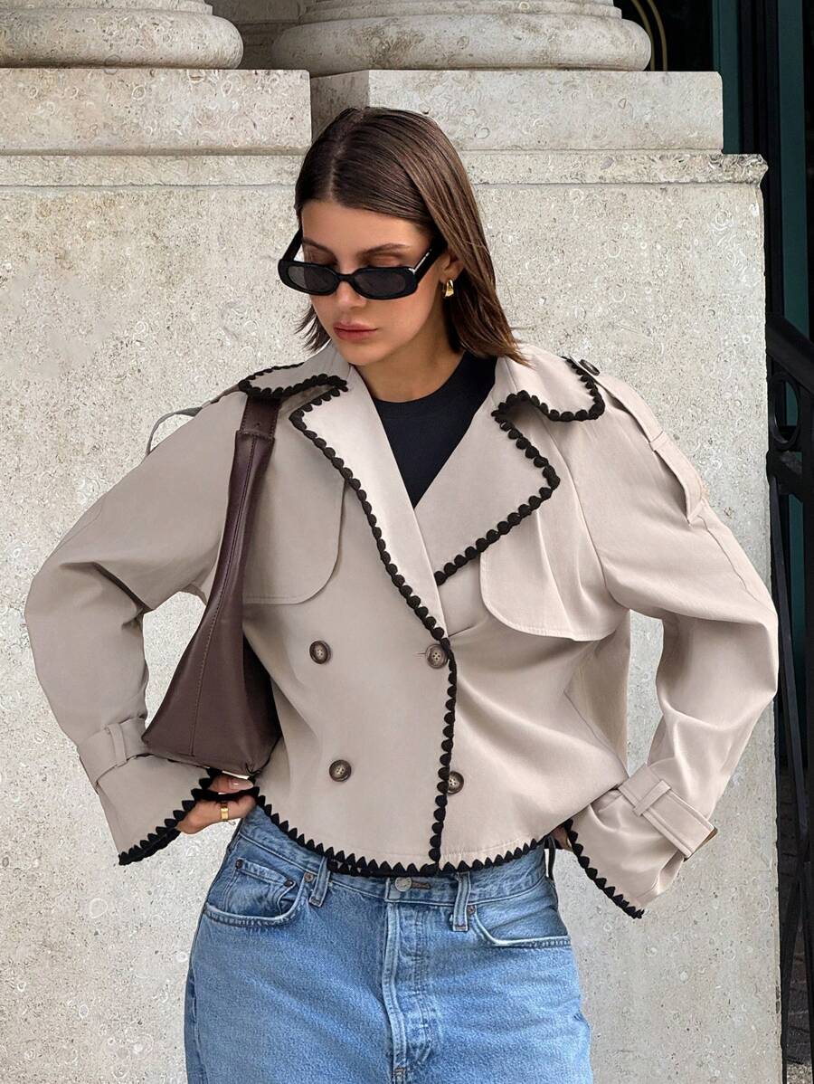 Women's casual double-breasted trench coat