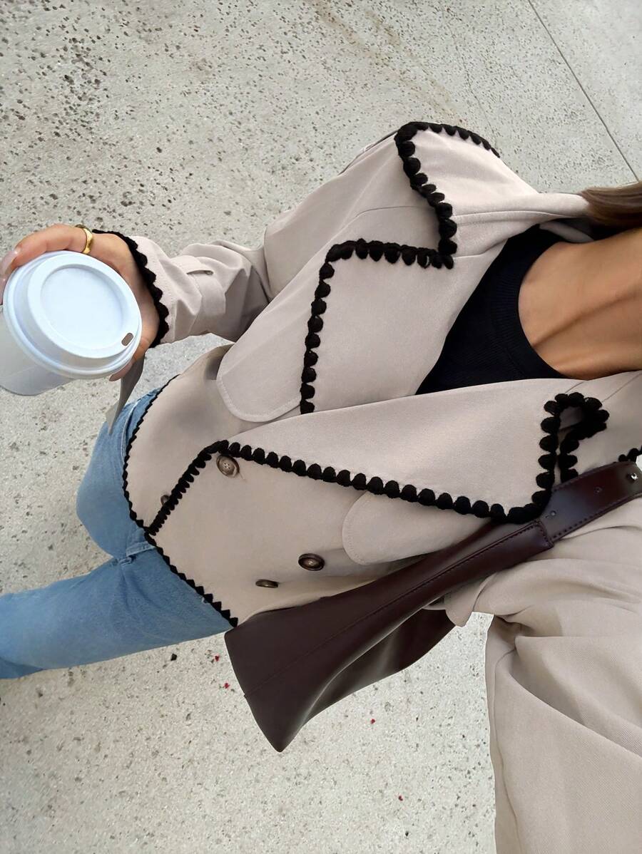 Women's casual double-breasted trench coat