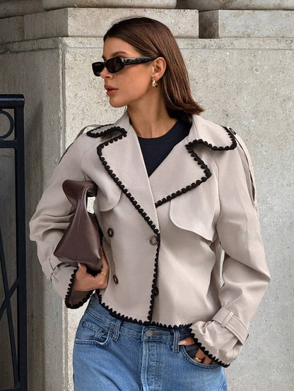 Women's casual double-breasted trench coat