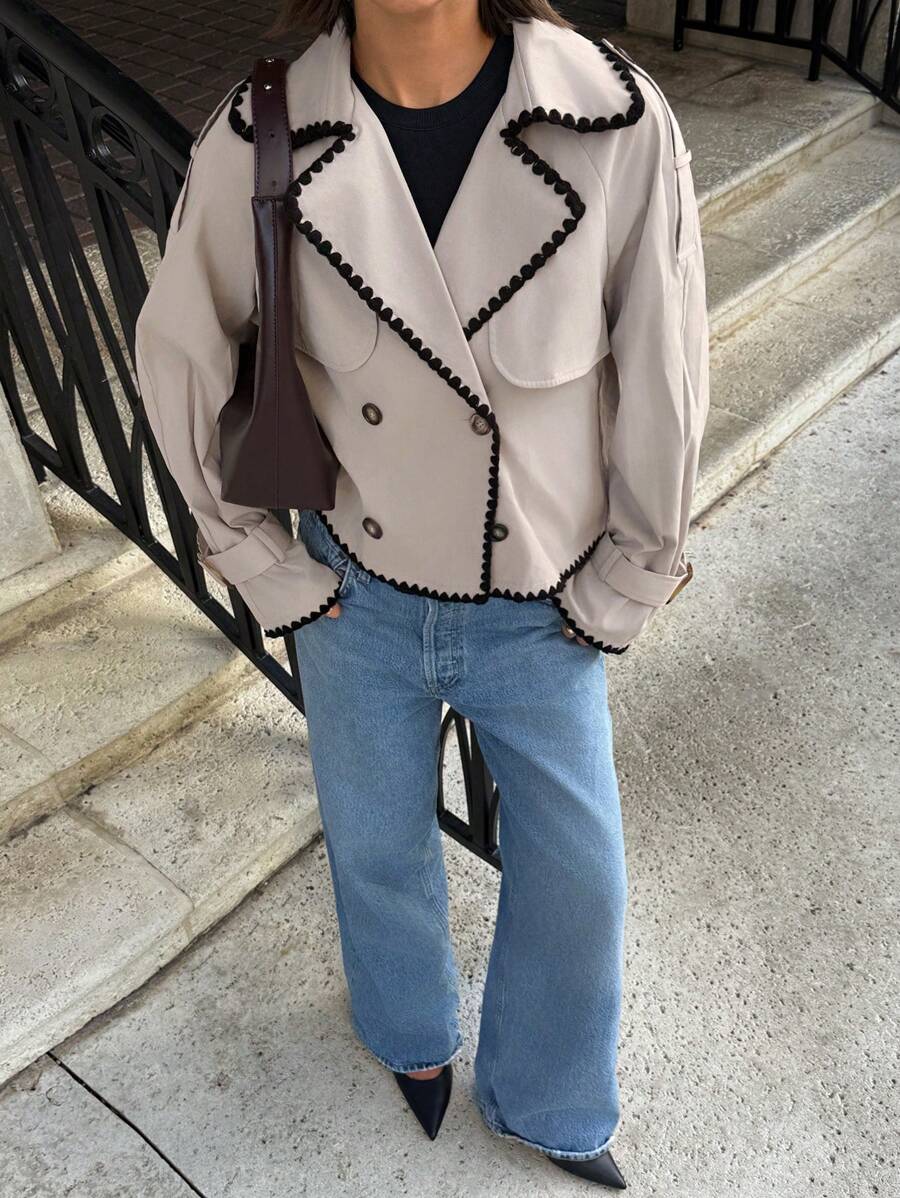 Women's casual double-breasted trench coat