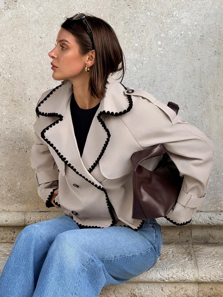 Women's casual double-breasted trench coat