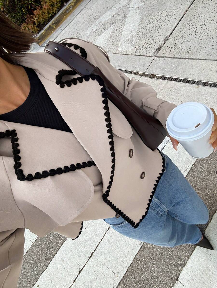 Women's casual double-breasted trench coat