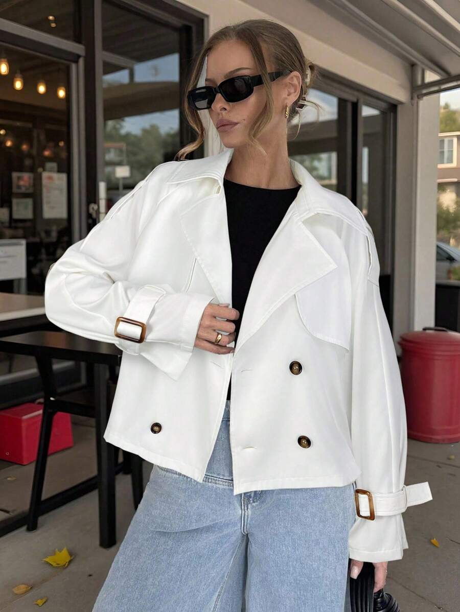 Women's casual double-breasted trench coat