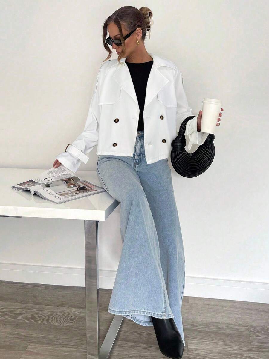 Women's casual double-breasted trench coat