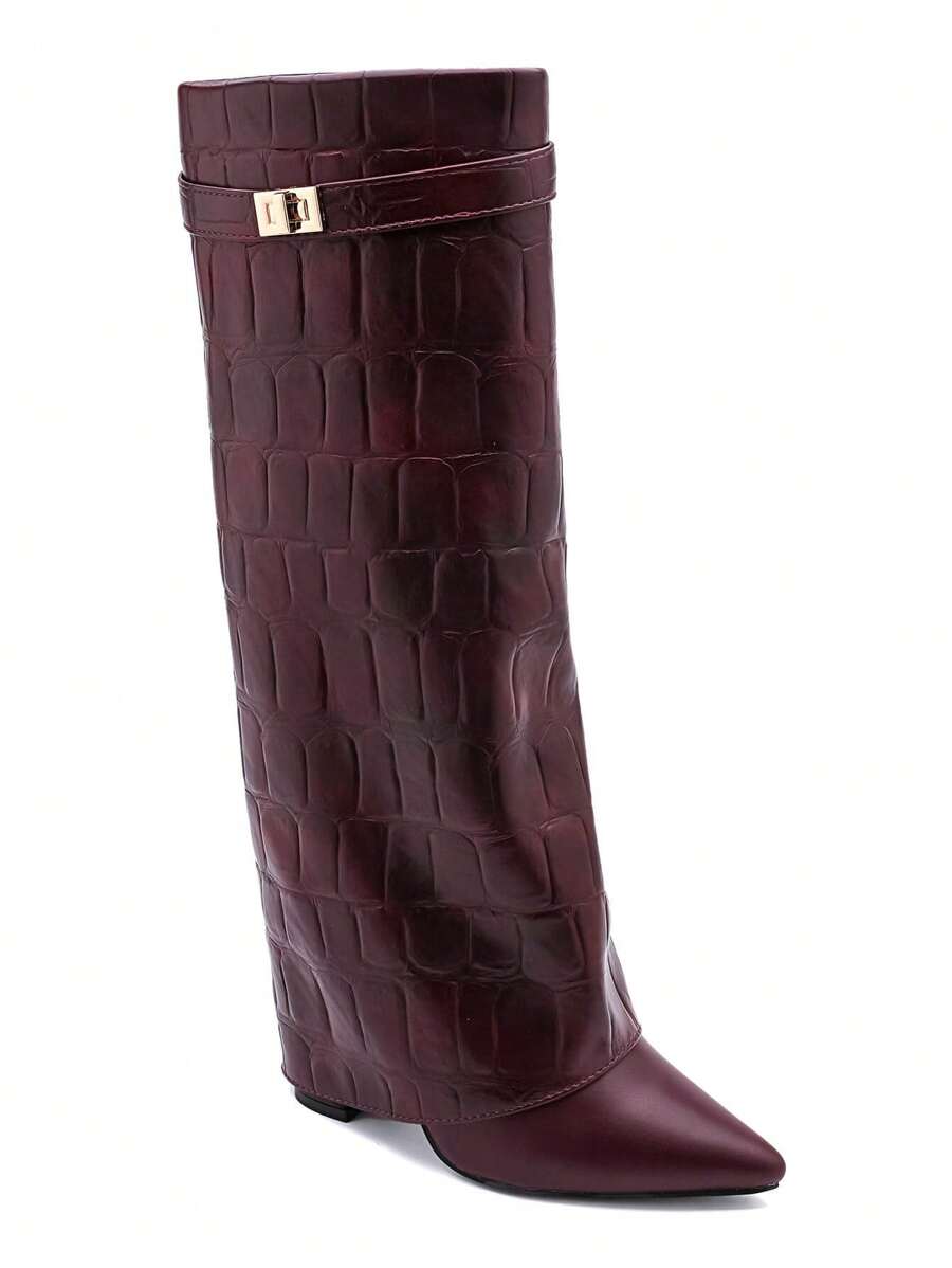 Elegant High Boots - Block Heel Made of Leather