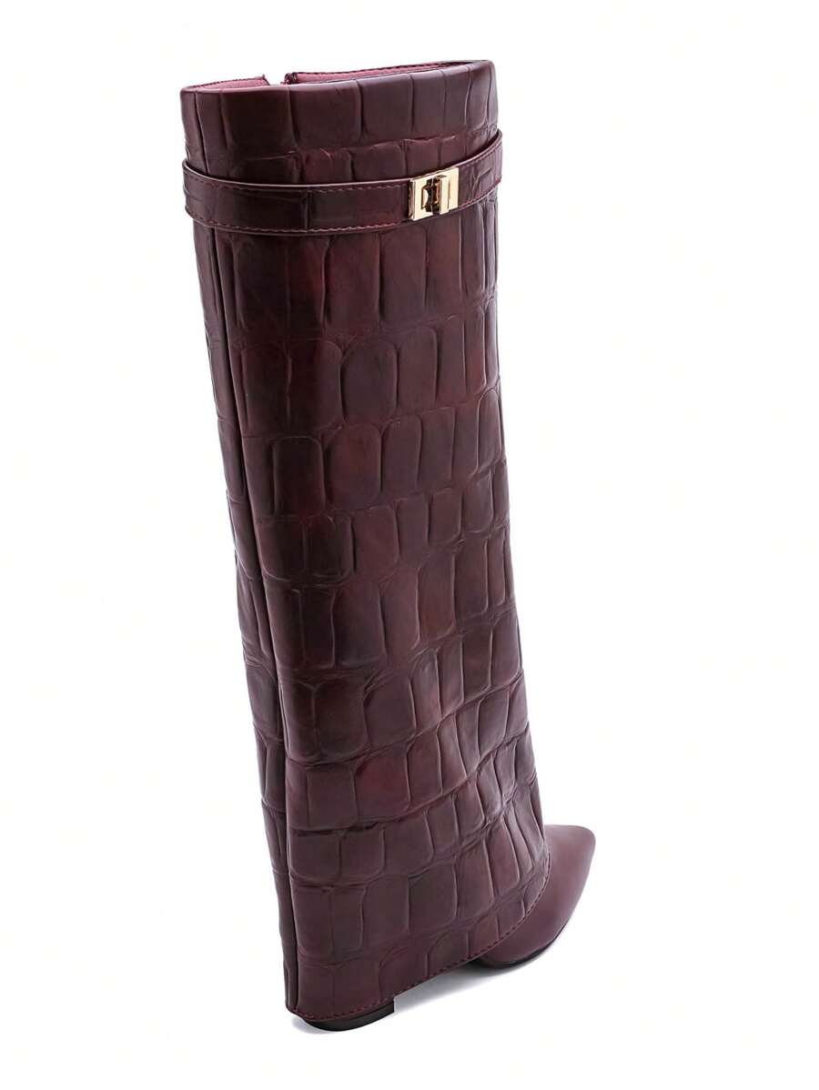 Elegant High Boots - Block Heel Made of Leather