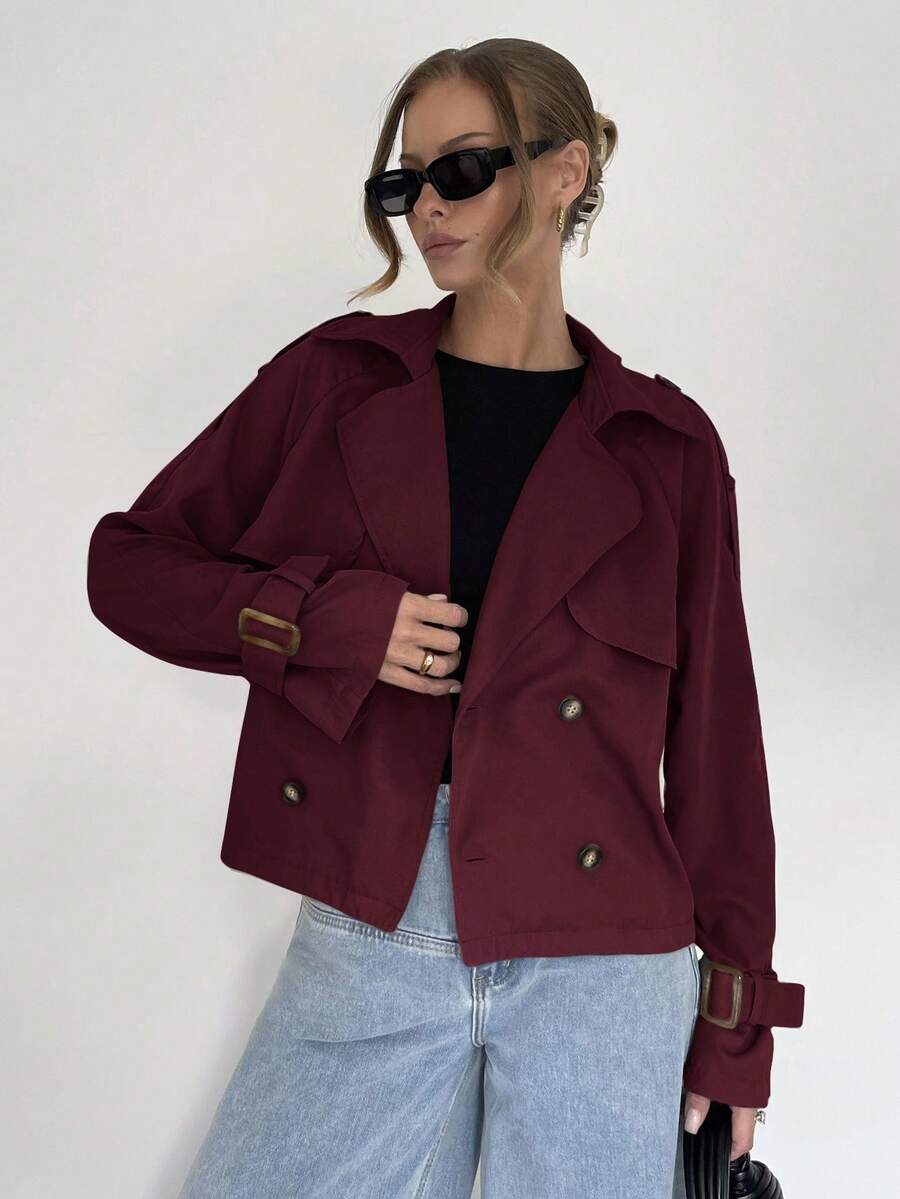 Women's casual double-breasted trench coat