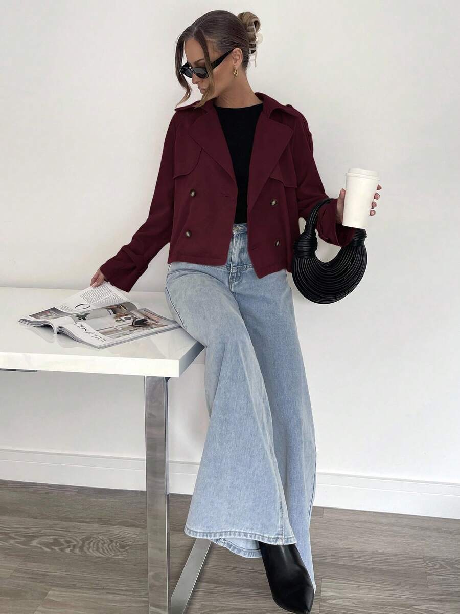 Women's casual double-breasted trench coat